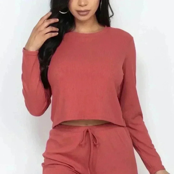 Ribbed Long Sleeves Lounge Set - Picture 2 of 3